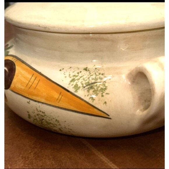 Vintage Hand-Painted Vegetable Motif Ceramic Soup Tureen With Lid - Picture 3 of 9